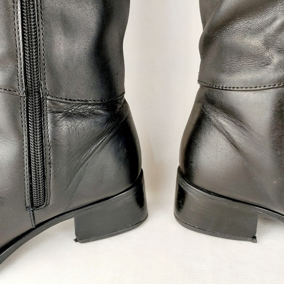 COLLÈGE black long leather winter Made in Canada Size 6B - Picture 6 of 16